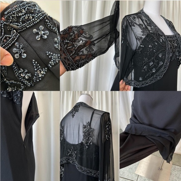 Vintage 1990s Sténay beaded 2 piece 100% Silk evening Dress size 14. - Picture 7 of 8